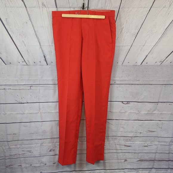 red slim fit pants